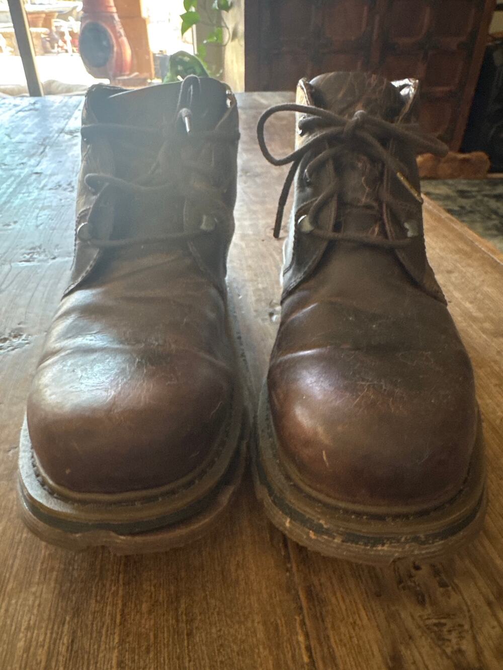 Chunky vintage Doc Martens destroyed brown ankle boots
Men’s 13 US
UK 12
EU 47